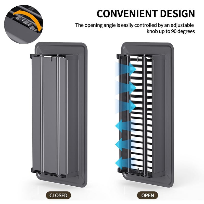 FanGoFast 4"" x 10"" (Duct Opening Size) Floor Register Dark Gray 6 Pack Premium Steel Easy Adjust Floor Vent Cover for Home - Image 5